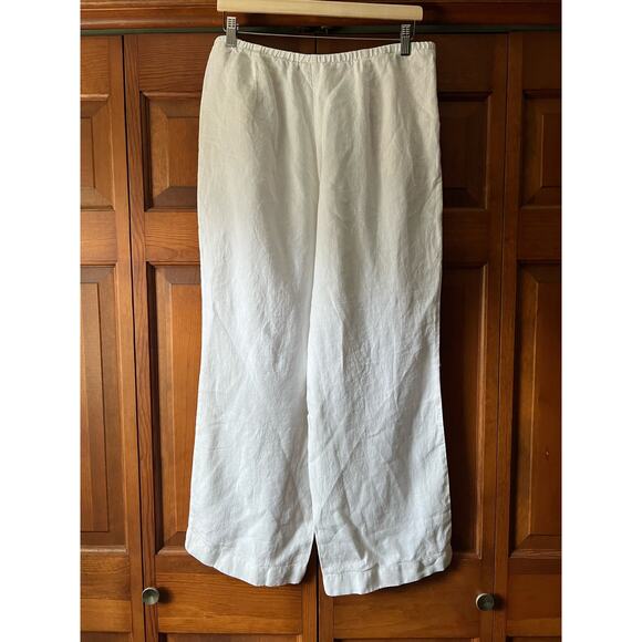 J. Jill Love Linen Women's Elastic Waist Wide-Leg Linen Palazzo Pants White MP - Picture 5 of 10